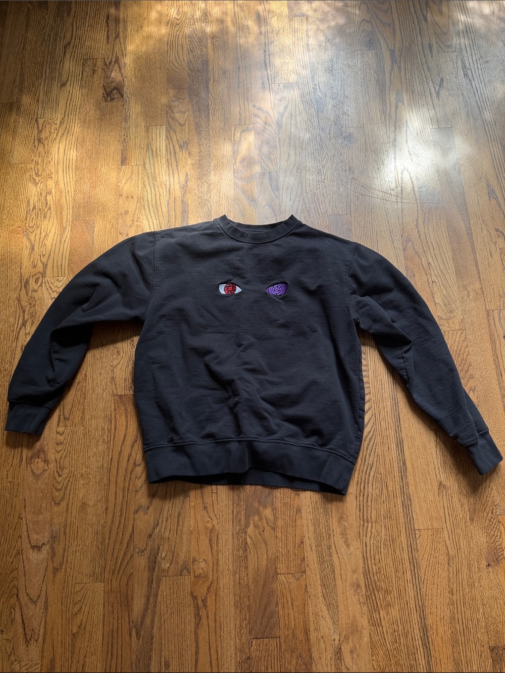 Naruto Sasuke Sharingan Rinnegan embroidered crewneck